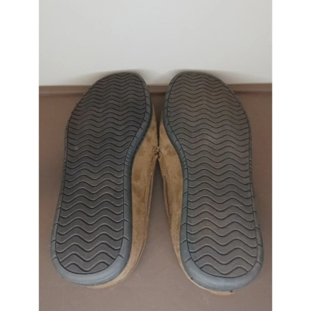 New NFL Miami Dolphins Forever Collectibles Brown Suede Moccasins Slippers 14‎